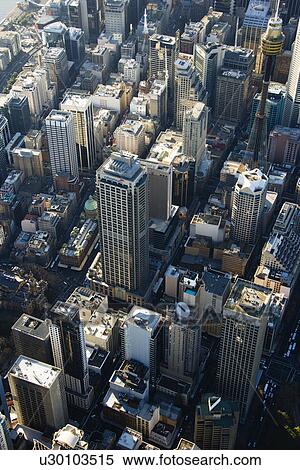 Aerial view of skyscrapers in downtown Sydney, Australia. View Large Photo Image Stock Photography - Aerial view of skyscrapers in downtown Sydney, Australia.. Fotosearch