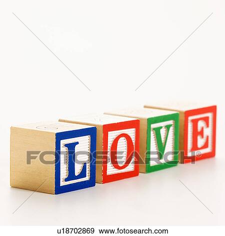 Stock Photo - Alphabet toy building blocks spelling the word love.. Fotosearch
