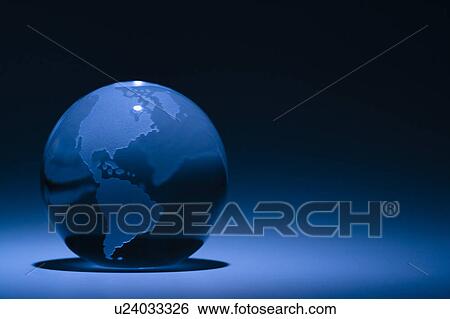 Blue still life of globe showing South America and North America. View Large Photo Image Stock Photograph - Blue still life of globe showing South America and North America.. Fotosearch