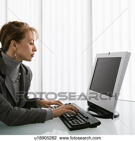 Caucasian woman typing on computer keyboard. View Large Photo Image Stock Image - Caucasian woman typing on computer keyboard.. Fotosearch