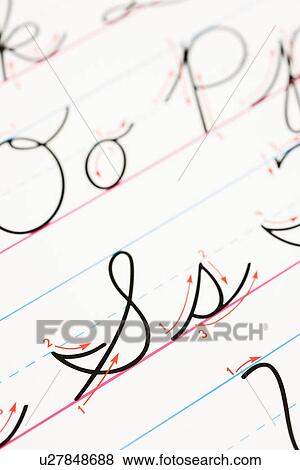 Close up of cursive handwriting practice page. View Large Photo Image Stock Photo - Close up of cursive handwriting practice page.. Fotosearch