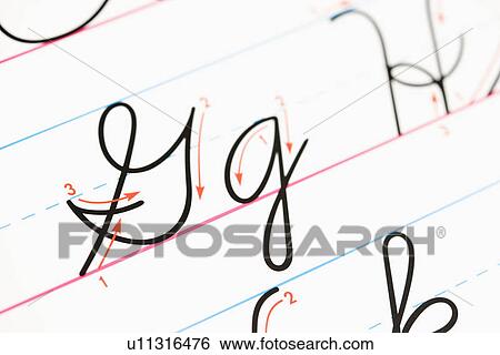 Stock Photograph - Close up of cursive handwriting practice page. Fotosearch