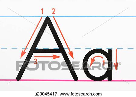 Stock Photo - Close up of letter A handwriting practice page.. Fotosearch