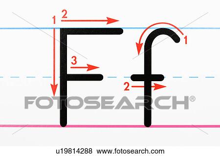 Stock Photo - Close up of letter F handwriting practice page. Fotosearch