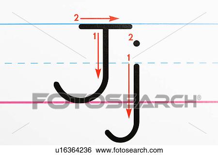 Stock Photograph - Close up of letter J handwriting practice page. Fotosearch