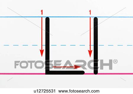 Stock Image - Close up of letter L handwriting practice page.. Fotosearch