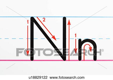 Close up of letter N handwriting practice page. View Large Photo Image Stock Image - Close up of letter N handwriting practice page.. Fotosearch