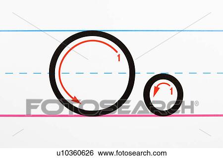 Stock Photograph - Close up of letter O handwriting practice page.. Fotosearch