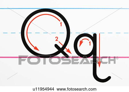 Close up of letter Q handwriting practice page. View Large Photo Image Picture - Close up of letter Q handwriting practice page.. Fotosearch