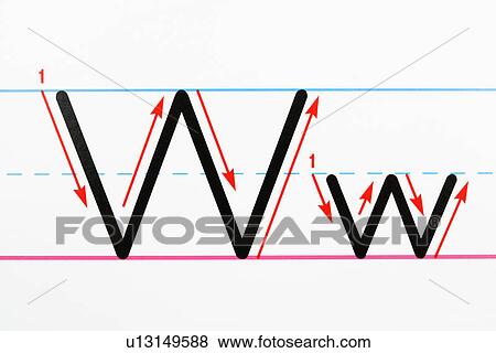 Close up of letter W handwriting practice page. View Large Photo Image Stock Photo - Close up of letter W handwriting practice page.. Fotosearch