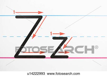 Stock Image - Close up of letter Z handwriting practice page.. Fotosearch