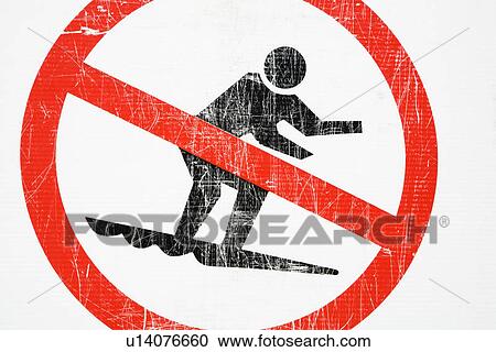 Stock Image - Close up of no surfing sign at Surfers Paradise, Australia. Fotosearch