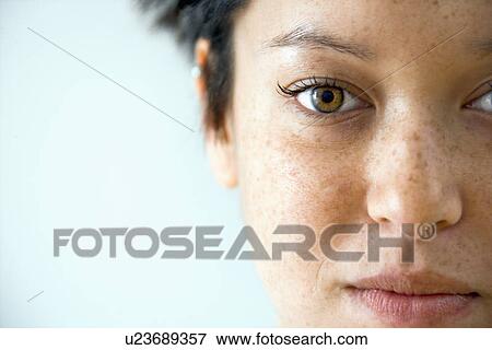 Stock Photo - Close up portrait of young Caucasian woman.. Fotosearch