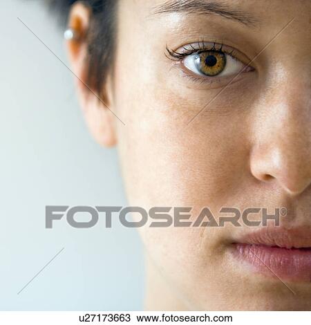 Close up portrait of young woman View Large Photo Image Stock Image - Close up portrait of young woman. Fotosearch