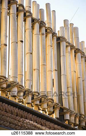 Cut bamboo stalk railing tied with rope View Large Photo Image Stock Photo - Cut bamboo stalk railing tied with rope. Fotosearch