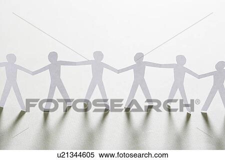 Cutout paper men standing holding hands View Large Photo Image Stock Photography - Cutout paper men standing holding hands. Fotosearch