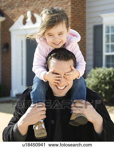 Father carrying daughter on shoulders View Large Photo Image Stock Image - Father carrying daughter on shoulders. Fotosearch