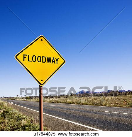 Floodway sign by road in rural Australia. View Large Photo Image Stock Photography - Floodway sign by road in rural Australia.. Fotosearch