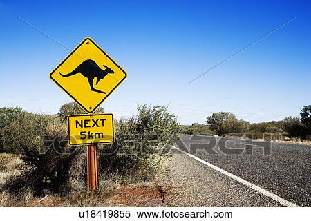 Kangaroo crossing sign by road in rural Australia View Large Photo Image Stock Photography - Kangaroo crossing sign by road in rural Australia. Fotosearch