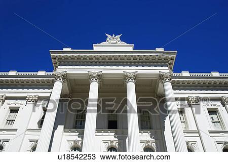 Stock Image - Low angle of Sacramento Capitol building, California, USA. Fotosearch