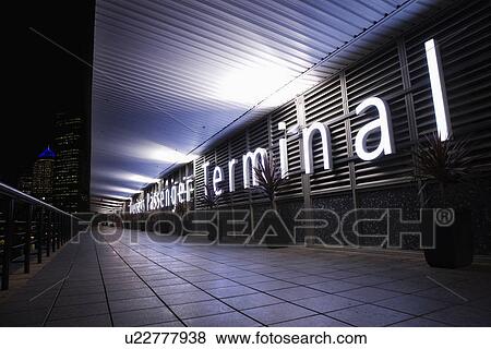 Stock Photo - Overseas Passenger Terminal at night in Sydney, Australia. Fotosearch