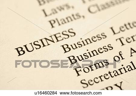 Picture - Page with the word business and categories of business forms.. Fotosearch