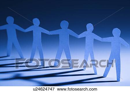 Paper cutout men standing holding hands. View Large Photo Image Stock Photo - Paper cutout men standing holding hands.. Fotosearch