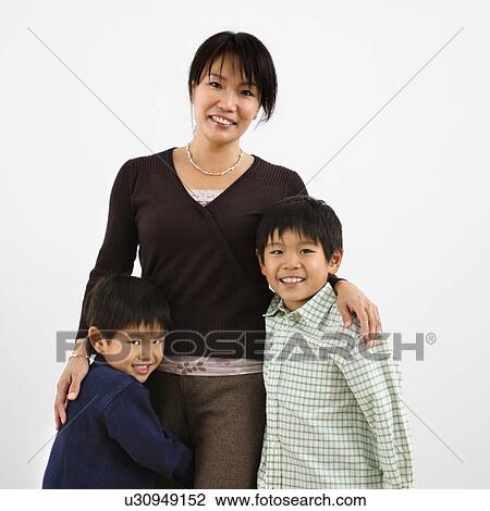 Portrait of mother with two young sons View Large Photo Image Stock Image - Portrait of mother with two young sons. Fotosearch