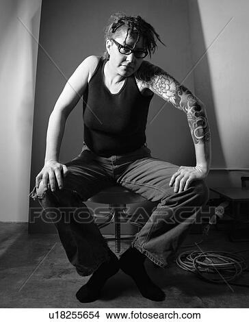 Picture - Portrait of serious female. Fotosearch