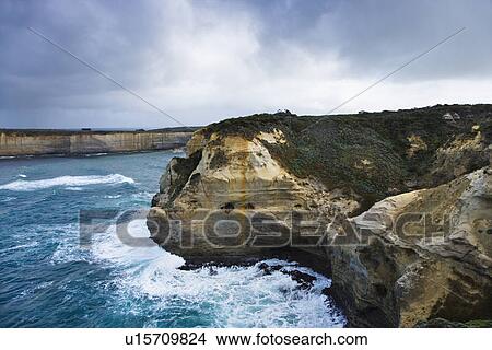 Rocky landscape as seen from Great Ocean Road in Australia View Large Photo Image Picture - Rocky landscape as seen from Great Ocean Road in Australia. Fotosearch