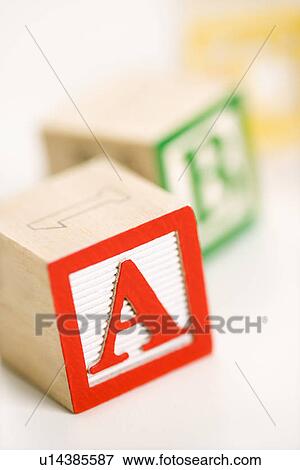 Stock Photo - Selective focus of alphabet blocks.. Fotosearch