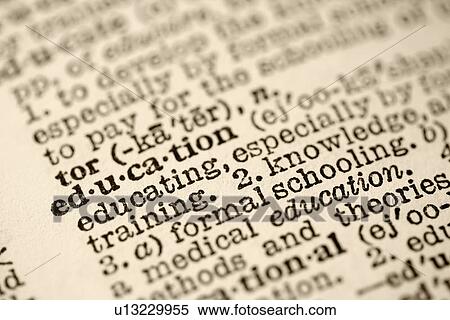 Stock Photography - Selective focus of dictionary entry for the word education.. Fotosearch
