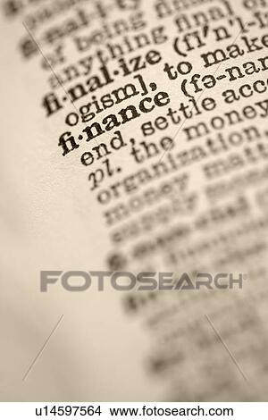 Picture - Selective focus of dictionary definition for the word finance. Fotosearch