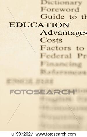 Stock Photo - Selective focus of table of contents page relating to education. Fotosearch