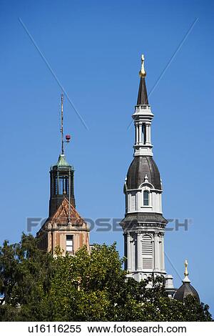 Stock Photography - Steeple of the Cathedral of the Blessed Sacrament in Sacramento, California, USA. Fotosearch