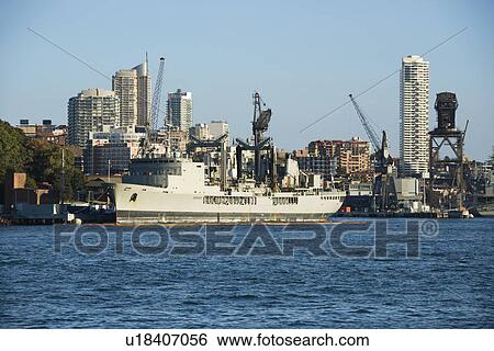 Tanker ship at port in Sydney, Australia with view of buildings. View Large Photo Image Stock Photograph - Tanker ship at port in Sydney, Australia with view of buildings.. Fotosearch