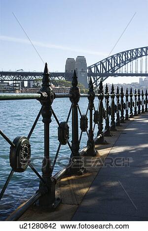 View from walkway of Sydney Harbour Bridge and water in Sydney, Australia. View Large Photo Image Stock Image - View from walkway of Sydney Harbour Bridge and water in Sydney, Australia.. Fotosearch
