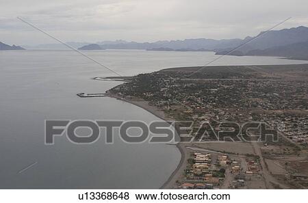 Stock Photo - An aerial view of the Baja Peninsula on the Gulf of California (Sea of Cortez) side. Baja California, Mexico.. Fotosearch