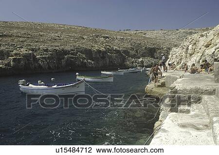 Stock Image - Blue Lagoon entry point, Malta, Maltese Islands, Mediterranean. Fotosearch