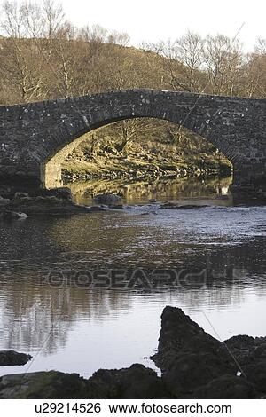 Stock Photograph - Bridge over tidal river at head of sea loch, Loch Don. Hebrides, Scotland. Fotosearch