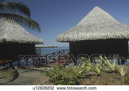 Stock Image - International Hotel, Beach apartments, Tahiti, French Polynesia, Southern Pacific Ocean.. Fotosearch