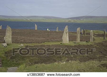 Ring of Brogar Standing Stones, Orkney, Scotland, UK View Large Photo Image Stock Photo - Ring of Brogar Standing Stones, Orkney, Scotland, UK. Fotosearch