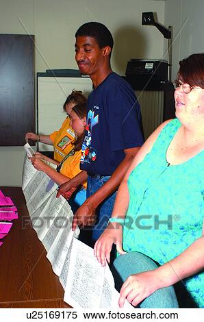 Stock Photography - Self-Advocates presenting a petition to allow a person in an institution to live in the community.. Fotosearch