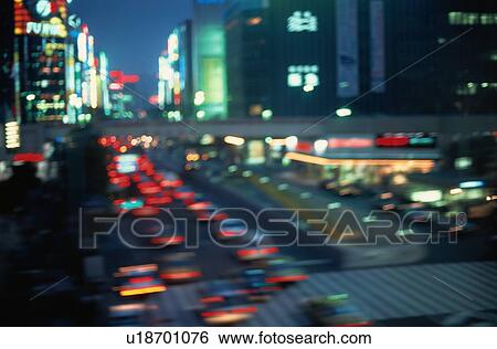 City Street With Cars At Night View Large Photo Image Stock Photograph - City Street With Cars At Night. Fotosearch