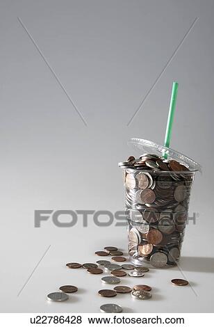 Coins Spilling from Disposable Cup View Large Photo Image Stock Photo - Coins Spilling from Disposable Cup. Fotosearch