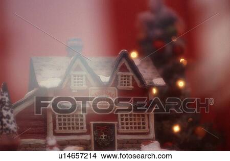 Picture - House Near Christmas Tree. Fotosearch