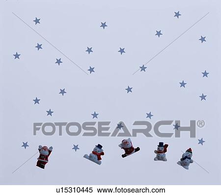 Stock Photography - Stars, Snowmen And Santa Claus. Fotosearch