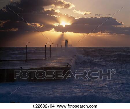 Picture - Sunset Above Jetty. Fotosearch
