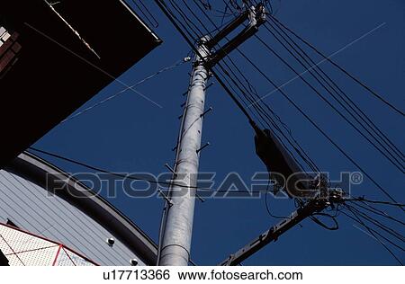 Utility Pole And Wires View Large Photo Image Stock Photograph - Utility Pole And Wires. Fotosearch