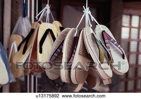 Bunches Of Geta Sandals View Large Photo Image Stock Image - Bunches Of Geta Sandals. Fotosearch